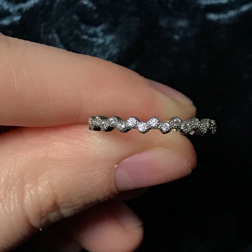 Silver Stackable Thin Band Ring “Bubble”